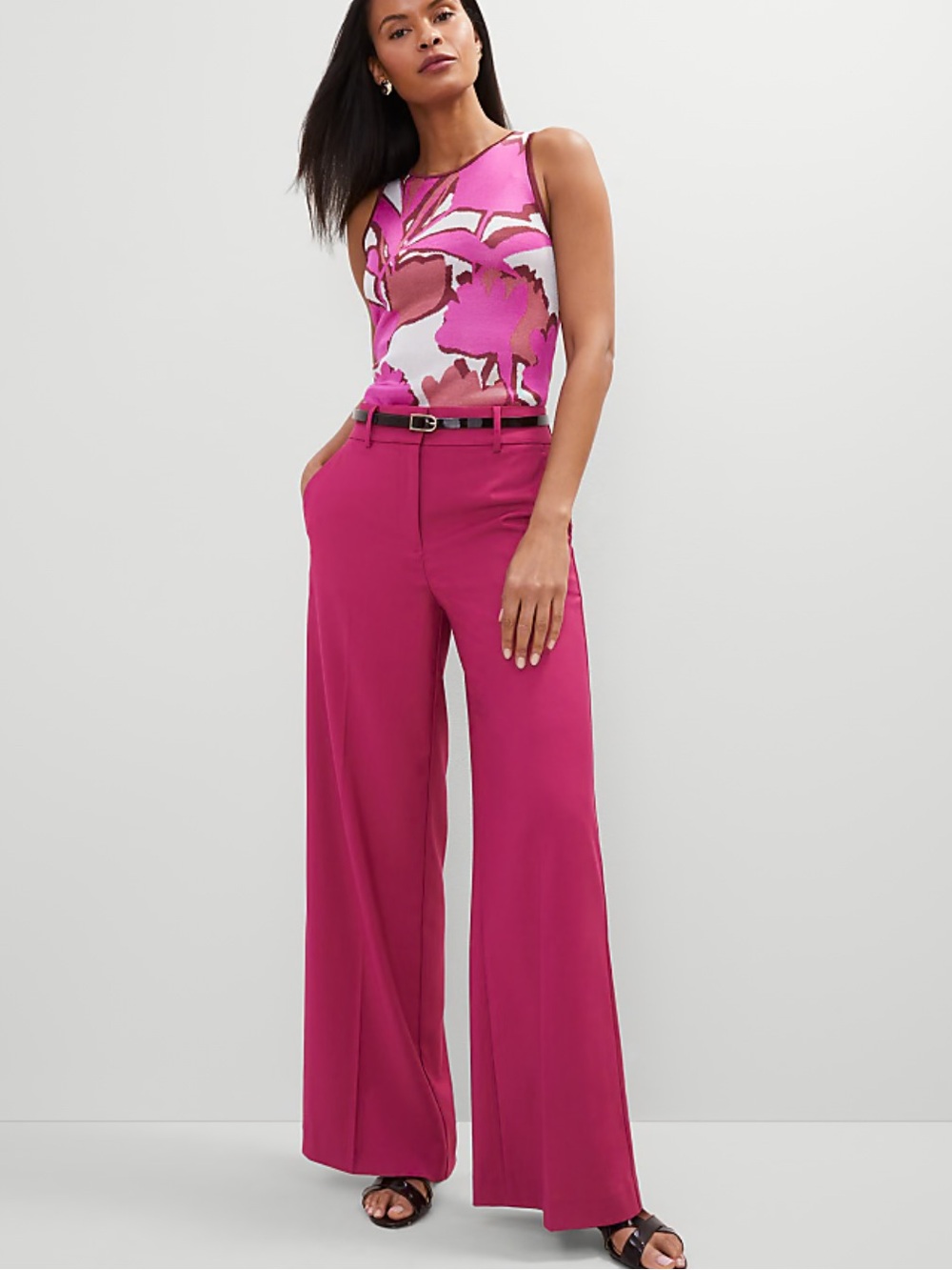 NWT Ann Taylor The Statement Palazzo Pant in berry splash size 12 - Picture 8 of 9